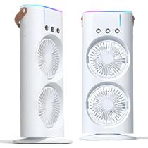 Mini climatizador ar frio ventilador umidificador ar condicionado portátil 3 velocidades com led