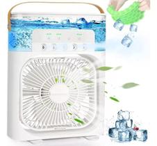 Mini Climatizador: Reservatório para água e gelo, ar puro em pequeno formato. Ar fresco em movimento!