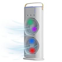 Mini Climatizador Ventilador Duplo Giratório Rgb Evaporizador C/ Controle Remoto Mini Ar Condicionado Aromatizador portátil