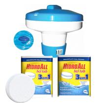 Mini Clorador Flutuador + 2 Pastilhas de Cloro 3x1 para Piscina Kit