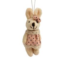 Mini Coelha Rosa Pendente 10X5X4Cm Enfeite De Páscoa
