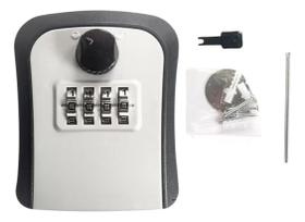 Mini Cofre Guarda Chaves Parede Senha 4 Dig Cinzas