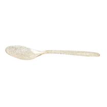 Mini Colher Sobremesa 13cm Transparente Glitter Dourado Carber c/50 un