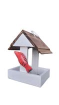 Mini Comedouro Com Passarinho Madeira Para Decoração