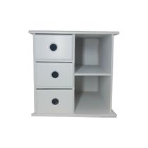Mini Cômoda 3 Gavetas e 2 Repartições 27x27x26 Mdf Madeira Pintado