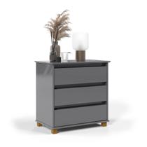 Mini Cômoda Cinza Para Quarto Com 3 Gavetas - EJ Móveis Mini Cômoda Cinza Para Quarto Com 3 Gavetas - EJ Móveis