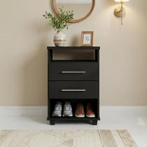 Mini Cômoda com 2 Nichos Multiuso e 2 Gavetas Preto Repleta Mini Cômoda com 2 Nichos Multiuso e 2 Gavetas Preto Repleta