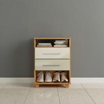 Mini Cômoda com Gavetas e 2 Nichos Multiuso Cedro Areia