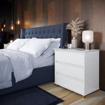 Mini Cômoda E-J Modelo Retrô Com Pés em Madeira Maciça Puxadores Internos e Tampo Em MDF 3 Gavetas Com Corrediças Telescópicas Cor Branco Mini Cômoda E-J Modelo Retrô Com Pés em Madeira Maciça Puxadores Internos e Tampo Em MDF 3 Gavetas Com Corrediças Telescópicas Cor Branco