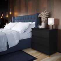 Mini Cômoda EJ Mesa de Cabeceira para quarto com 3 gavetas - Preto
