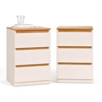 Mini Cômoda Para Quarto e Escritório Pequim com 3 Gavetas Kit com 2 Unidades