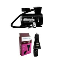Mini Compressor De Ar Automotivo 300psi + Carregador Veicular e Fone Bluetooth