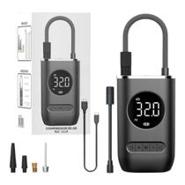 Mini Compressor de Ar Portátil Kapbom KA 6490 Digital Recarregável para Pneus, Bicicleta e Bola