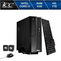 Mini Computador ICC SL2342C Intel Core I3 4gb HD 1TB DVDRW Kit Multimídia WIndows 10