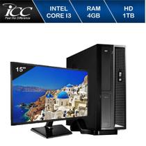 Mini Computador ICC SL2342Dm15 Intel Core I3 4gb HD 1TB DVDRW Monitor 15 Windows 10