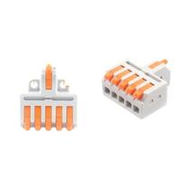 Mini Conector De Fio Rápido Universal Compacto 2 Bloco Terminal Push-in De 3 Pinos Com Furo De