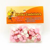 Mini Confeito - Coração Branco e Rosa Mini - 20 gramas - Abelha Confeiteira - Rizzo