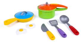 Mini Conjunto Cozinha Infantil Kit Com 7 Acessórios Colorido Poliplac