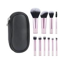 Mini Conjunto de 10 Pincéis de Maquiagem - Pó, Sombra, Base, Blush e Corretivo