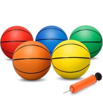 Mini conjunto de basquete Amarlozn 6" de borracha, pacote com 5 unidades com bomba