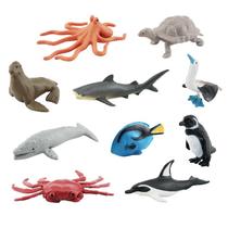 Mini conjunto de bonecos de animais oceânicos, 10 unidades - PVC realista