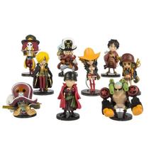 Mini conjunto de bonecos de uma peça, 9 peças, personagens de anime em PVC Mini conjunto de bonecos de uma peça, 9 peças, personagens de anime em PVC