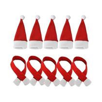 Mini Conjunto De Chapéu De Papai Noel E Cachecol De Natal Para Decorações De Garrafas De Vinho 10pcs