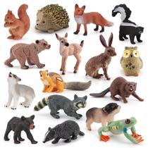 Mini conjunto de estatuetas de animais florestais, 16 peças de PVC com esquilo e ouriço Mini conjunto de estatuetas de animais florestais, 16 peças de PVC com esquilo e ouriço