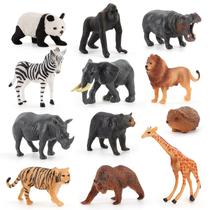Mini conjunto de estatuetas de animais selvagens, 12 unidades de PVC com panda e girafa