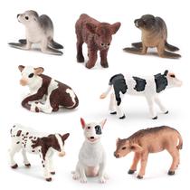 Mini conjunto de figuras de animais de fazenda, 8 peças de modelos realistas de PVC