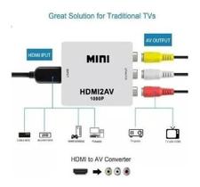 Mini Conversor Hdmi X Rca Tv Tubo + Cabos Hdmi Rca