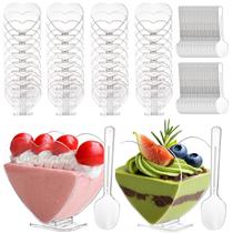 Mini copo de sobremesa de plástico Coloch, pacote de 100 com colher de 80 mL transparente Mini copo de sobremesa de plástico Coloch, pacote de 100 com colher de 80 mL transparente
