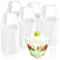 Mini copos de sobremesa Jnzzggu 100 unidades de 100 mL com colheres de plástico