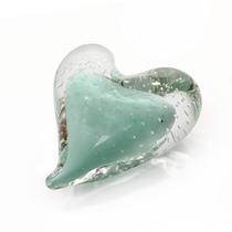 Mini Coração em Cristal Murano Cor: Verde Oliva Mini Coração em Cristal Murano Cor: Verde Oliva
