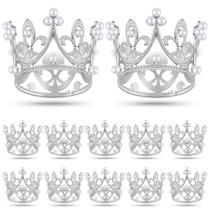 Mini coroas funrosas Cake Topper, 12 unidades para decoração de bolos