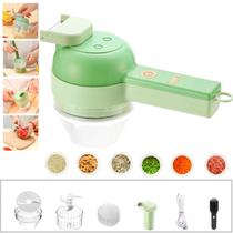 Mini Cortador Elétrico 4 em 1 para Legumes Frutas e Alho Mini Cortador Elétrico 4 em 1 para Legumes Frutas e Alho