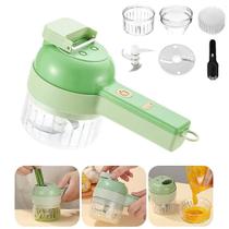 Mini Cortador Elétrico 4 em 1 para Legumes Frutas e Alho Mini Cortador Elétrico 4 em 1 para Legumes Frutas e Alho