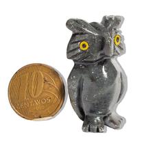 Mini Coruja Chumbo Esculpida em Dolomita para Decoração