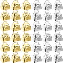 Mini Cow Bells Boao 36 unidades de ouro e prata 2,5 x 2,5 x 1,3 cm