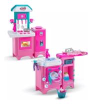 Mini Cozinha E Lavanderia Completa Brinquedo Infantil Criança