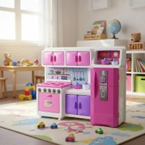 Mini Cozinha Fogão Geladeira e Armário Cozinha de Brinquedo Faz de Conta Infantil