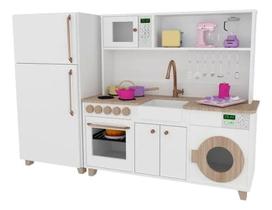 Mini Cozinha Infantil Branco e Carvalho 100 MDF