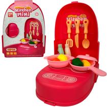 Mini Cozinha Infantil Brinquedo Fogão Portátil com Maleta Comidinha Cozinha Maleta Chefe com Acessórios Estimula a Imaginação