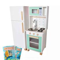 Mini Cozinha Infantil com Geladeira Kit Livro Educativo