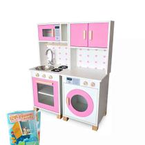 Mini Cozinha Infantil e Máquina de Lavar Kit Livro Educativo