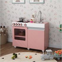 Mini Cozinha Infantil Luna Com Pia e Fogao Rosa Branco Mini Cozinha Infantil Luna Com Pia e Fogao Rosa Branco