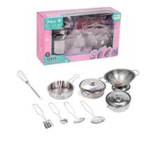 Mini Cozinha Inox Prateada Panelinhas Infantil 12 Peças Mini Cozinha Inox Prateada Panelinhas Infantil 12 Peças