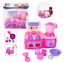 Mini Cozinha Rosa Infantil Fogão Liquidificador e Acessórios