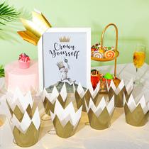 Mini Crowns Laumoi Gold Paper, 24 peças de suprimentos para festas de aniversário