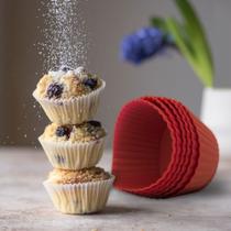Mini Cupcake e Bolo Muffin - Formas de Silicone para - Silicone Vermelho